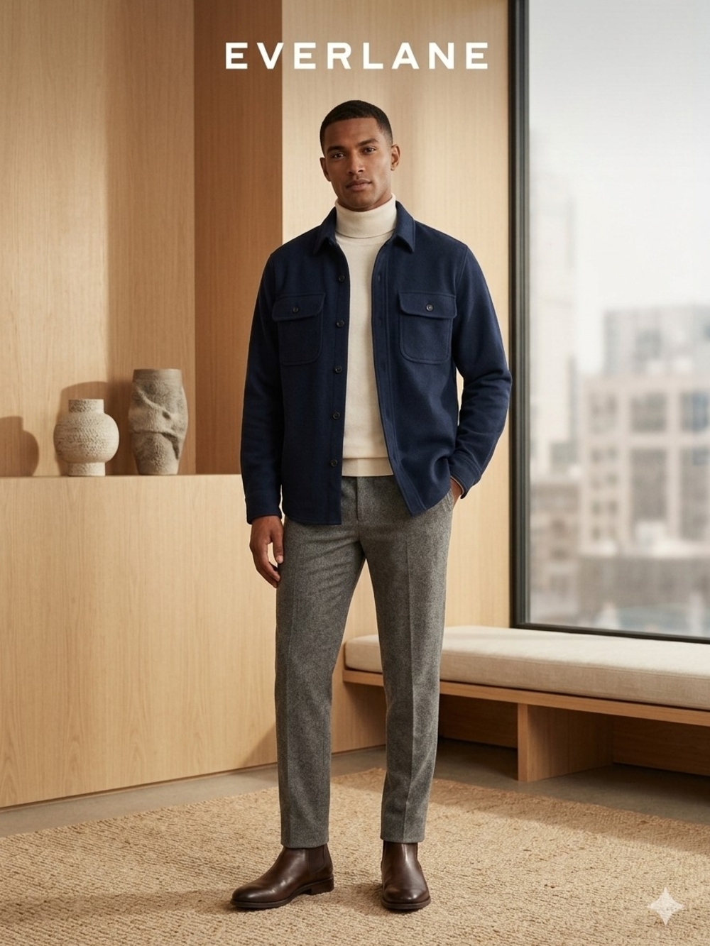 Everlane Luxurious Navy Utility Shirt Jacket